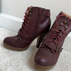 Women's Burgundy Ankle Boots